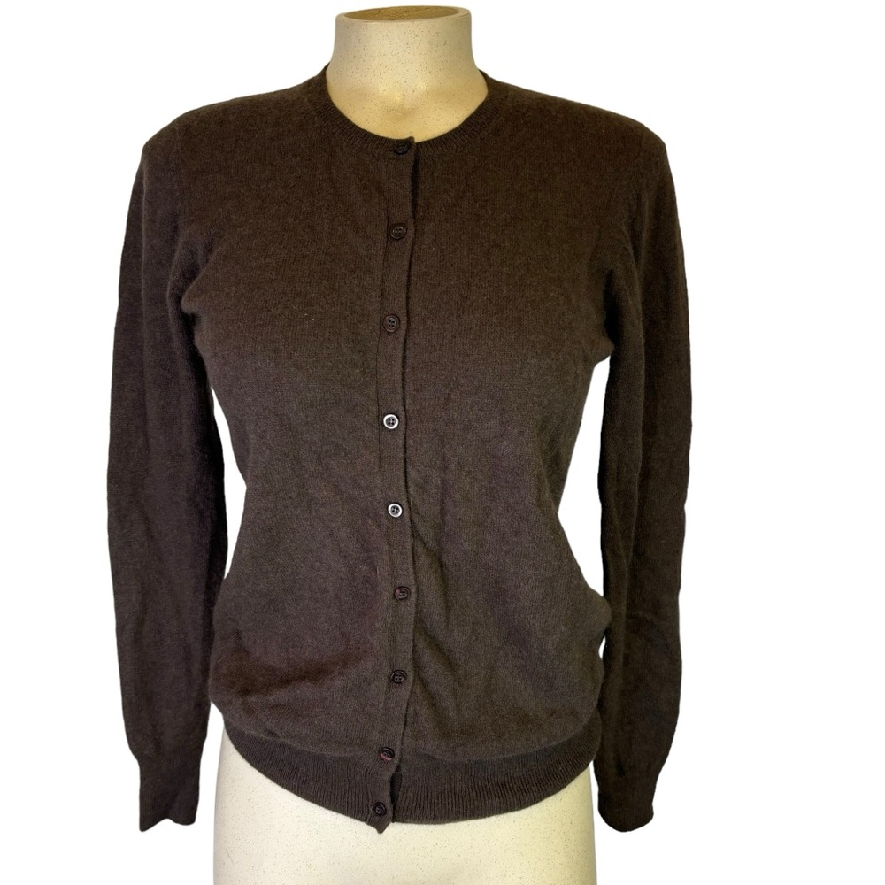 Galeries Lafayette Women's 100% Cashmere Brown Button Front Cardigan Size 01